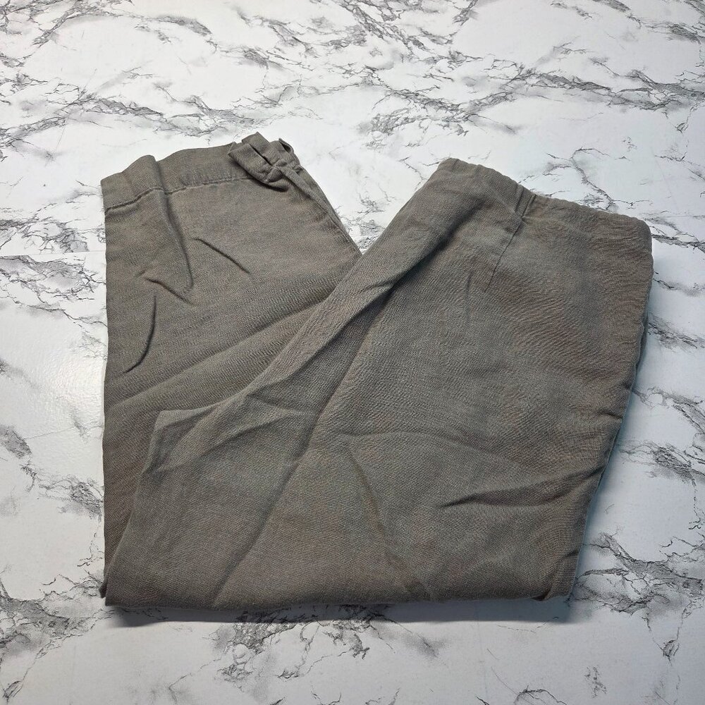 J. Jill Love Linen Small Mushroom Gray Pullon Light Elastic Cropped Pants